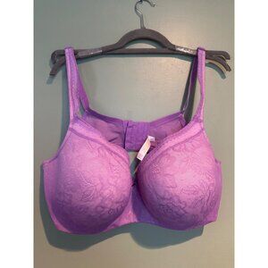 Cacique Lane Bryant Purple 44DDD Feminine Romantic Lace Balconette Bra LL